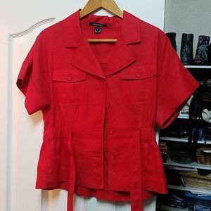 Ellen Tracy burnt orange 100 % linen top